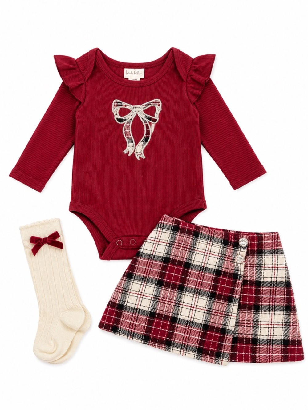 New - Nicole Miller Baby Girls 3-Piece Holiday Outfit Set
